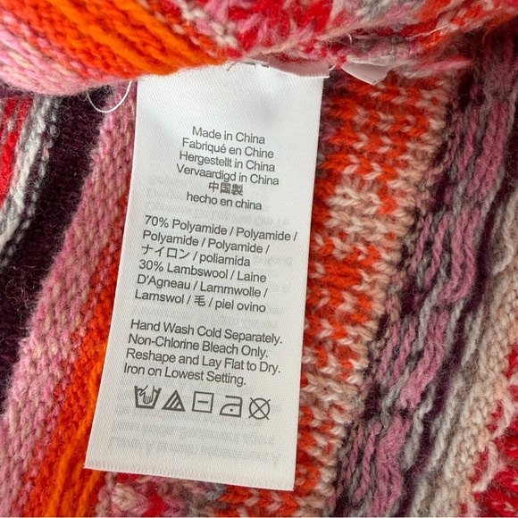 J. Crew Fair Isle Lambswool Blend Cropped Sweater Women’s M Orange Ski Lodge - Picture 7 of 8